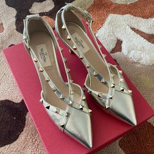 Valentino Rockstud Crisscross D'orsay Metallic